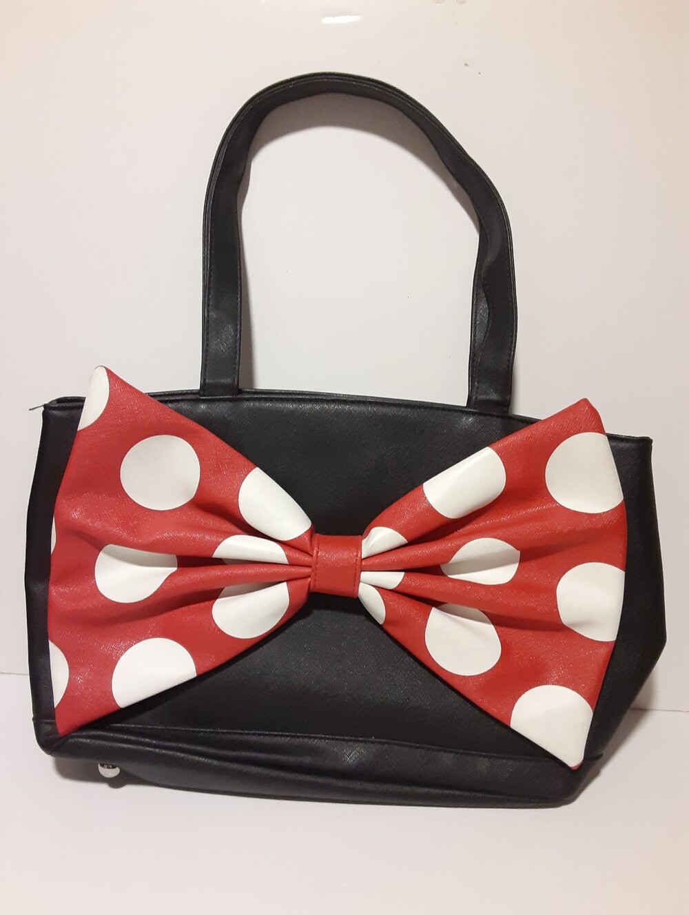 ♥ Disney Parks Minnie Mouse Purse Black with Red White Polka Dot Bow NWOT ♥